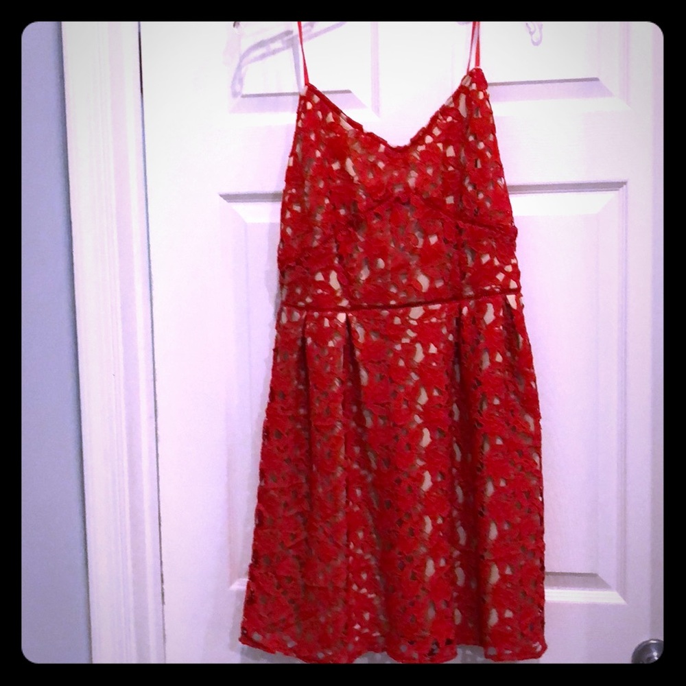 Red and nude dress